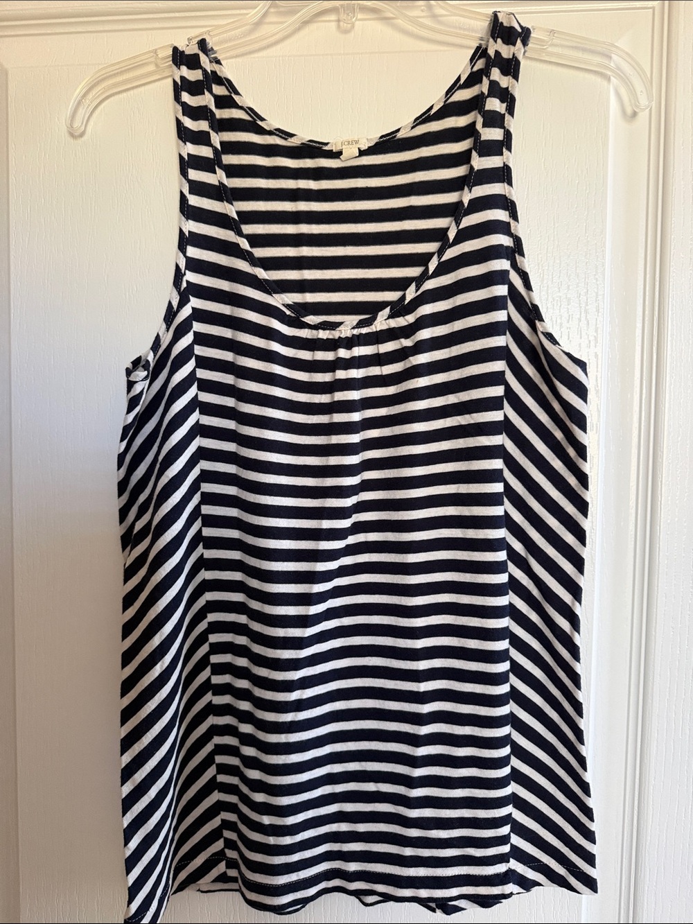 J Crew Striped Scoop Neck Tank Top - Navy & Cream, S